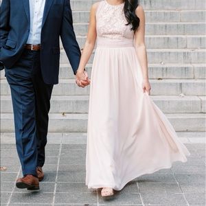 Lulu’s Forever and Always Blush Lace Maxi Dress